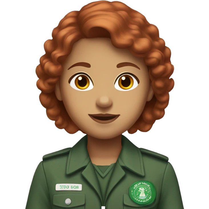 brownish red hair medium length girl scout in uniform emoji