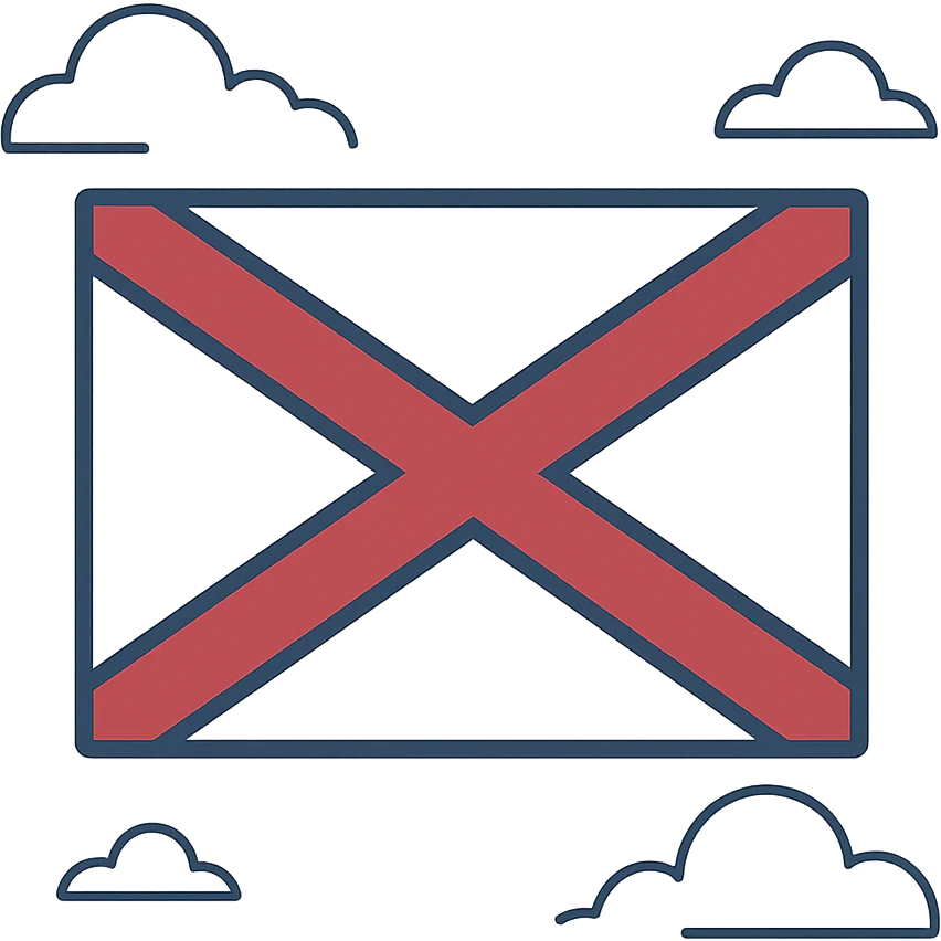 flag of the cross of Saint Andrew, white background with red saltire cross, flat style, no text emoji