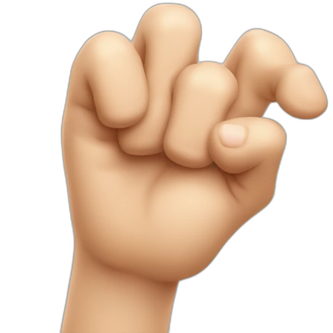 curved hand with fingers forming a fist, while the thumb and pinky finger are extended and touching each other, creating a heart shape emoji