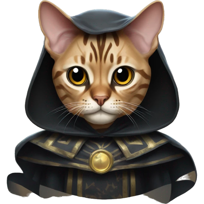 Evil Bengal cat dressed as emperor palpatine emoji