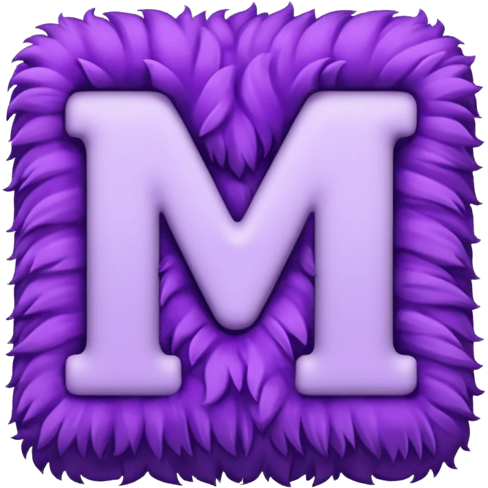 The fluffy letter M is purple in color emoji