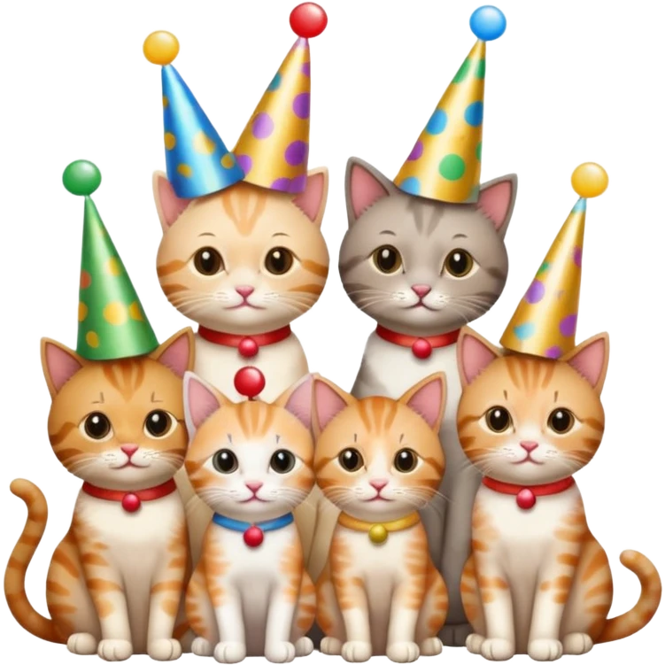 3 cats and a kitten at a birthday party emoji