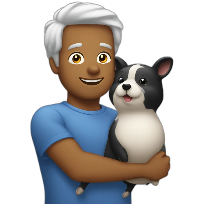 menino magro correndo com um porco de pelo preto emoji