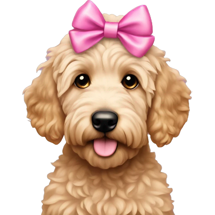 Puppy golden doodle with pink bows emoji