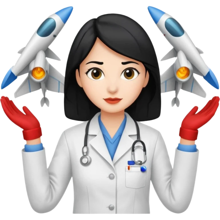 Femme cheveux noir travaille dans le domaine de l'aéronautique emoji