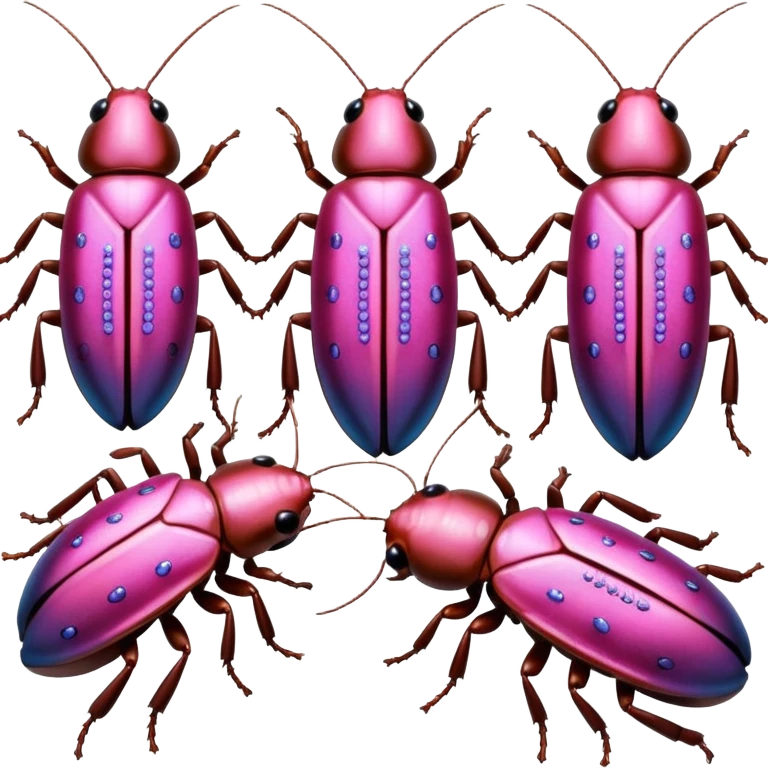 Multiple pink bedazzled cockroaches emoji