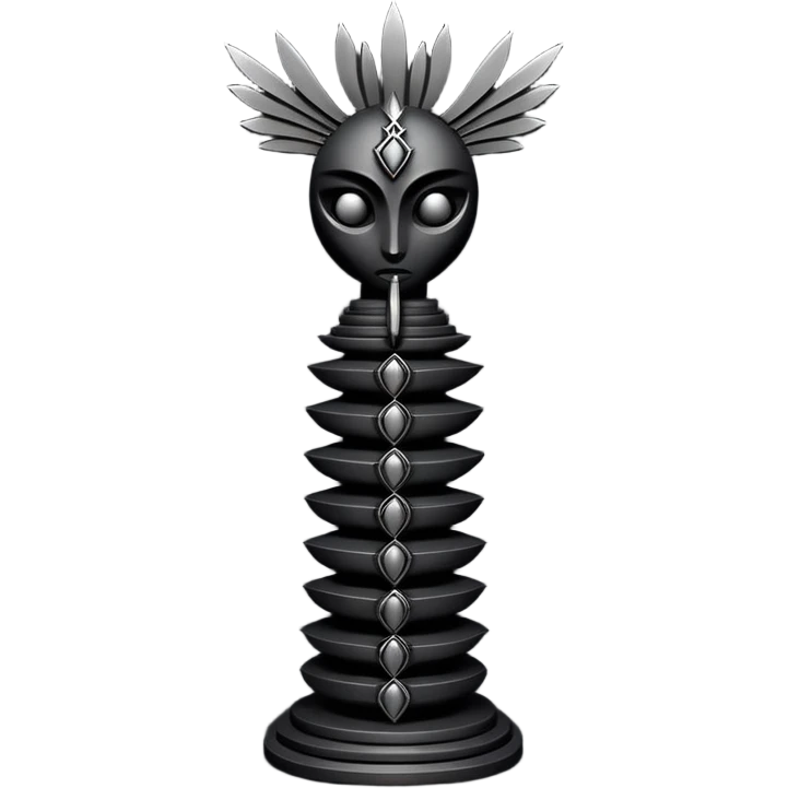 Minimal emoji, avant-garde gothic fashion totem made of stacked black metal elements, “FORTUNA” engraved vertically, editorial runway object aesthetic, heavy sculptural design, no glow, no neon, flat emoji style, centered, transparent background emoji