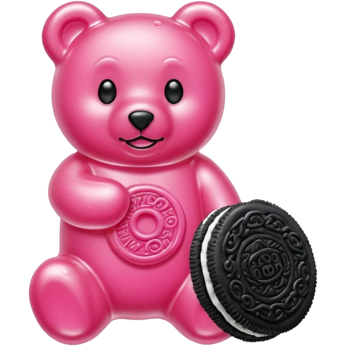 transparent pink gummy bear pink Oreo cookie emoji