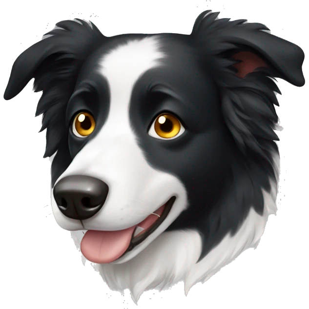 Border collie with one eye black emoji