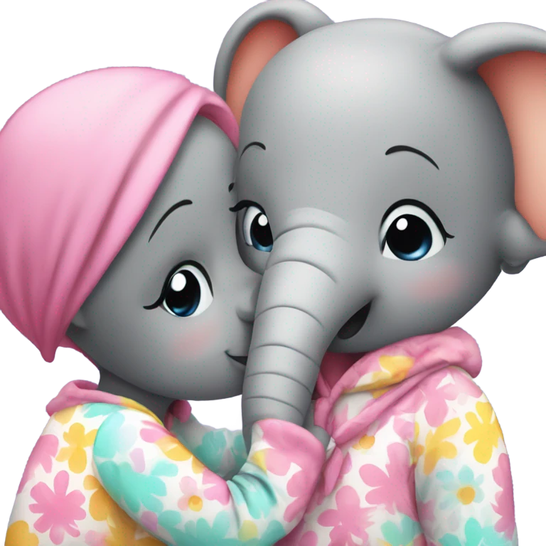 Elephant in pajamas kiss face emoji