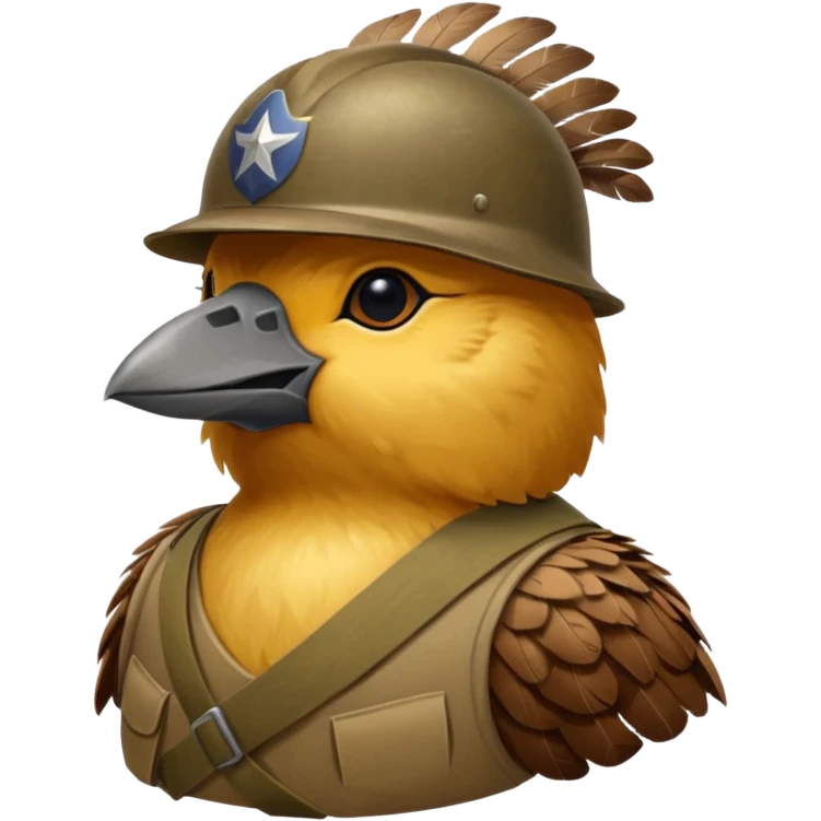 A large bird with a WW2 helmet emoji