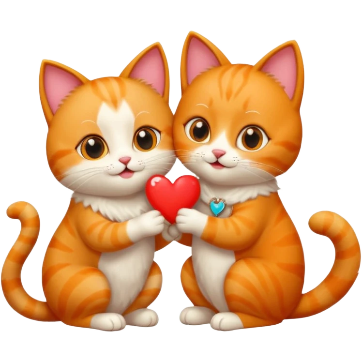 one happy cat on one knee proposing to another happy cat in Venice, both with big eyes, hearts around them, emoji style emoji