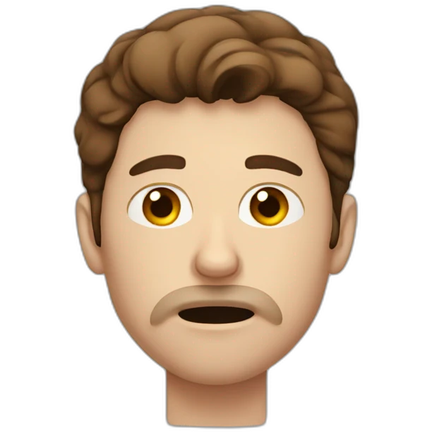 man with brown hair having a nosebleed emoji