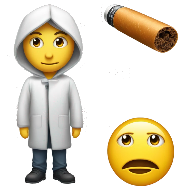 una persona con gli occhi a forma di cuore con una sigaretta emoji