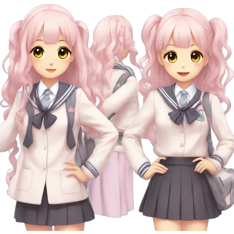 Cute Attractive Gorgeous Kawaii Pastel Anime School uniforms emoji