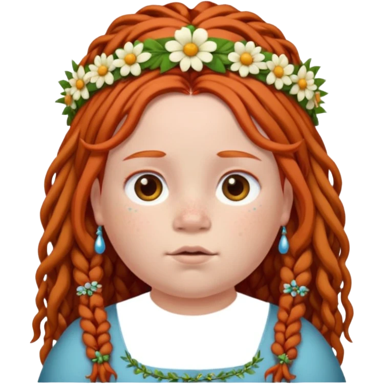 fat redhead kid with dreadlocks and floral tiara emoji