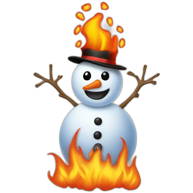 snowman on flames emoji