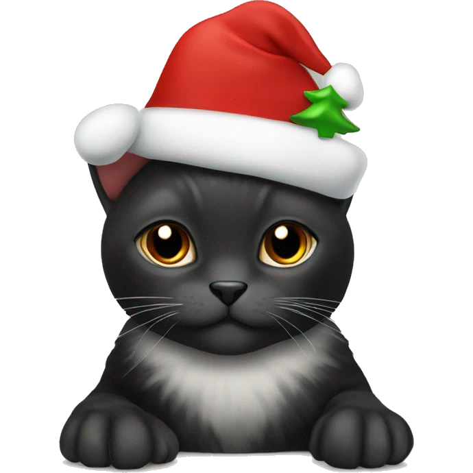 Black Tortoise colored cat with Christmas hat  emoji