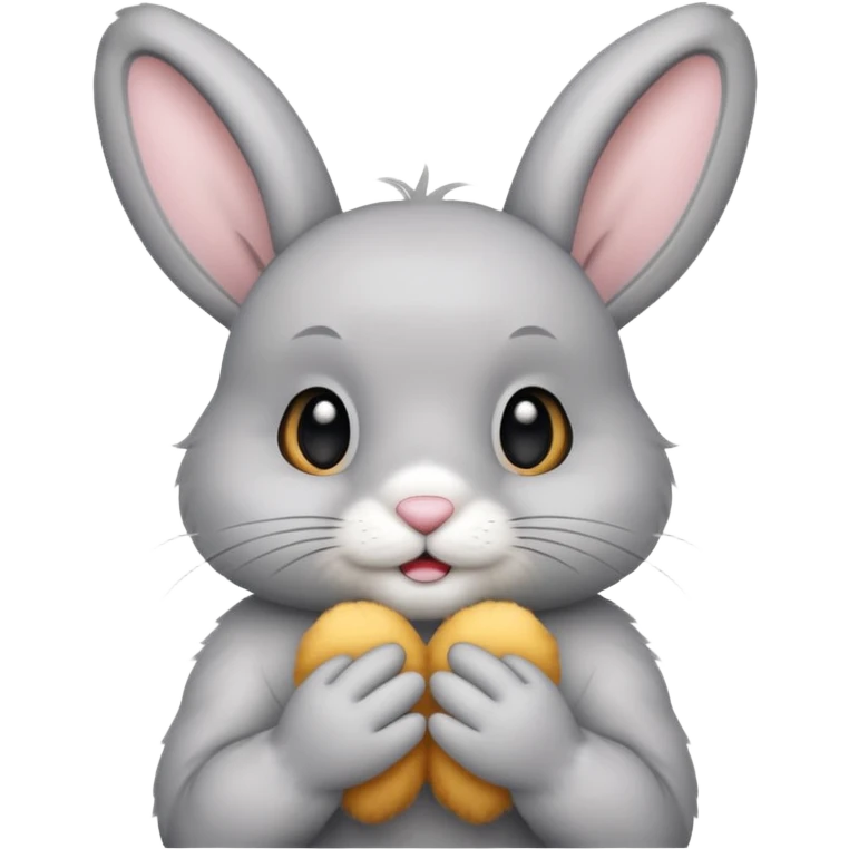 A light gray bunny holding the middle up emoji