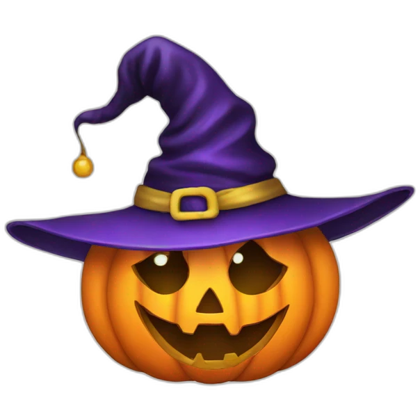 halloween pumpkin wearing a wizard hat emoji