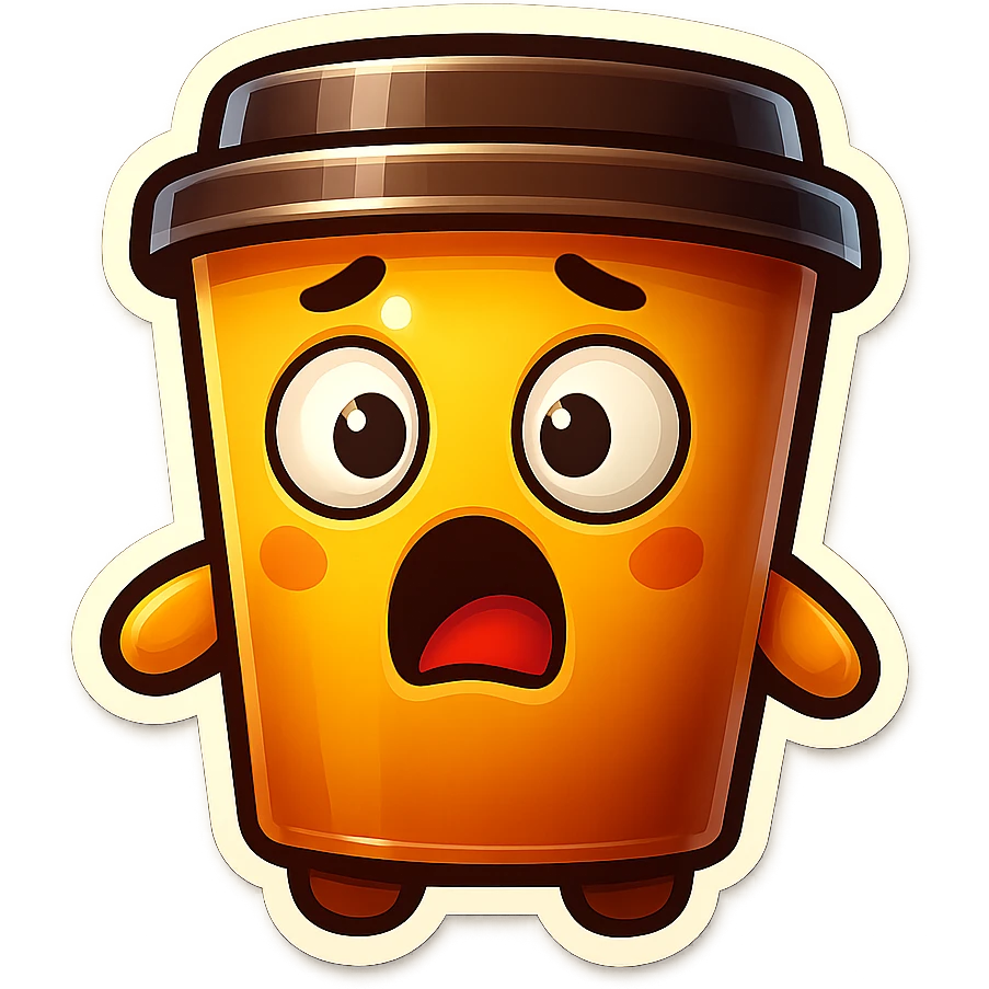 Tall coffee cup, surprised, shocked and confused emoji
