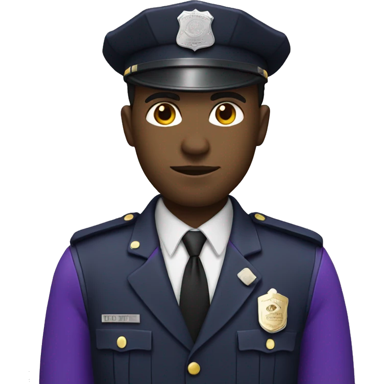 Black man police with purple suit emoji