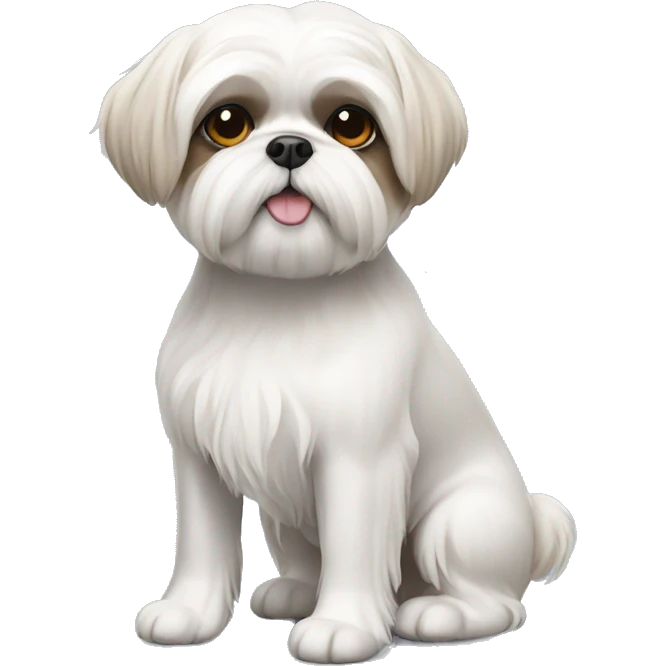 White shih tzu dog with short hair  emoji