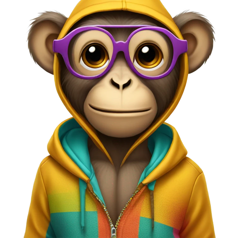 Monkey wearing hoodie and glasses  emoji