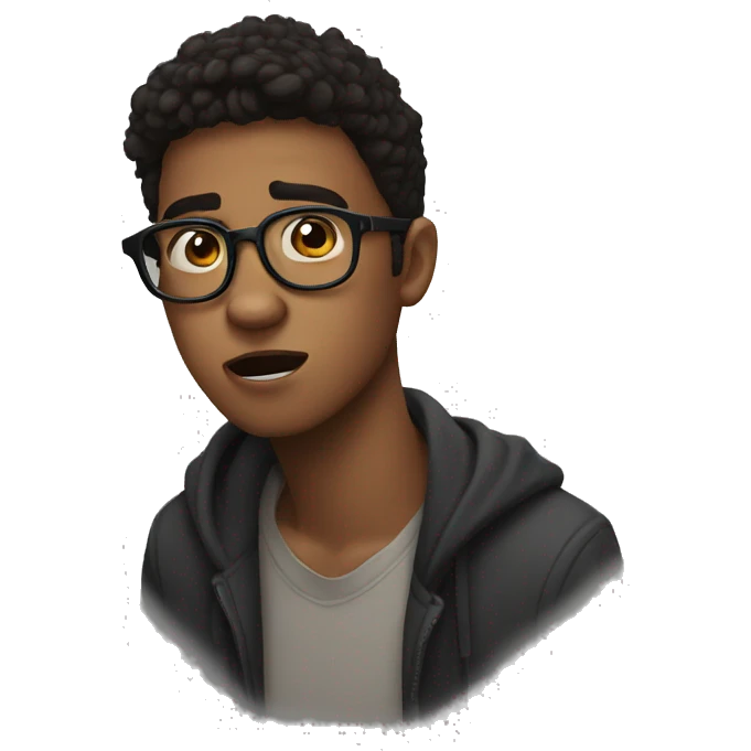 20 year old boy with black spectacles and shocking expression  emoji