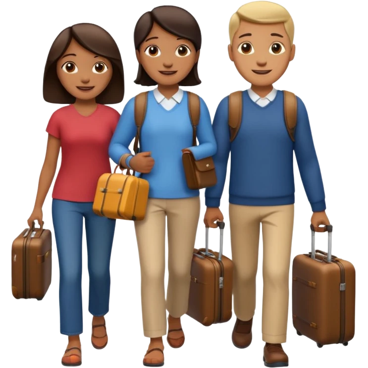 familia con maleta caminando emoji
