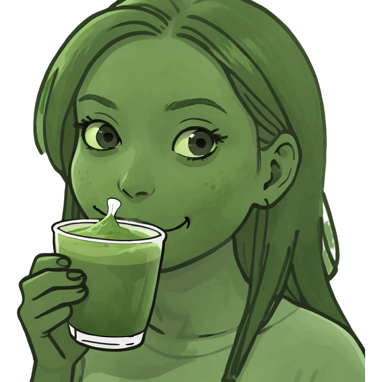 Girl drinking matcha emoji