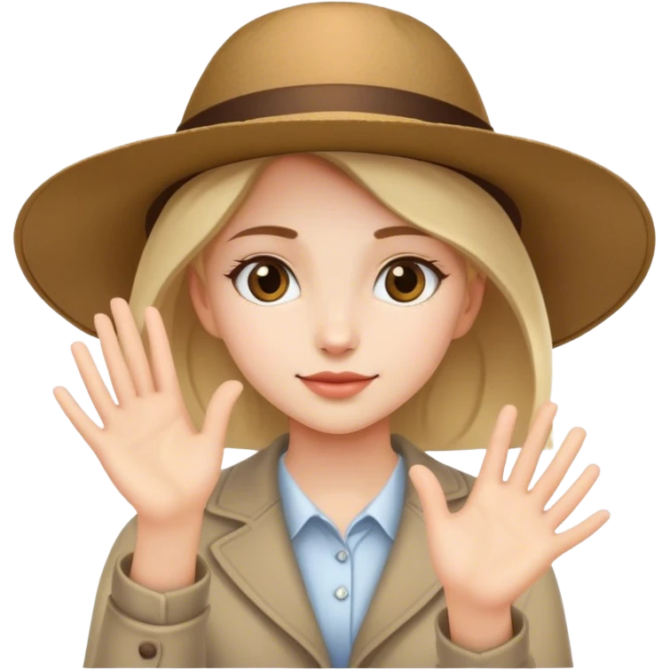 girl with hat and hands emoji