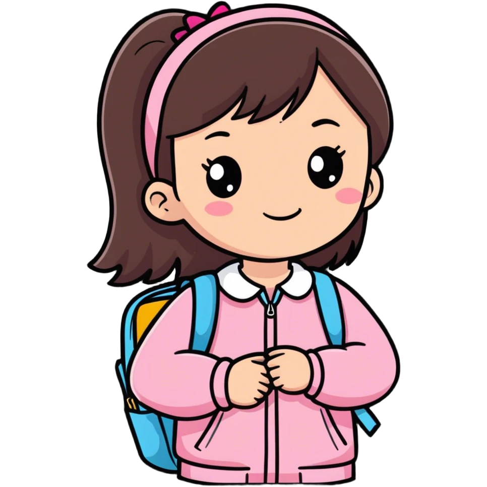 Young cool brunette girlie wearing lots of pink and getting ready for school  emoji
