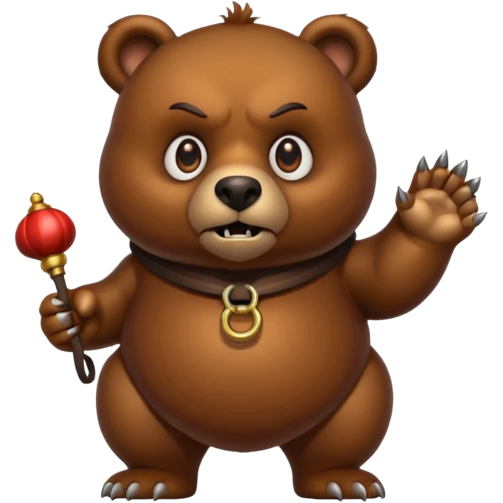 Evil bear with bell on its butt emoji