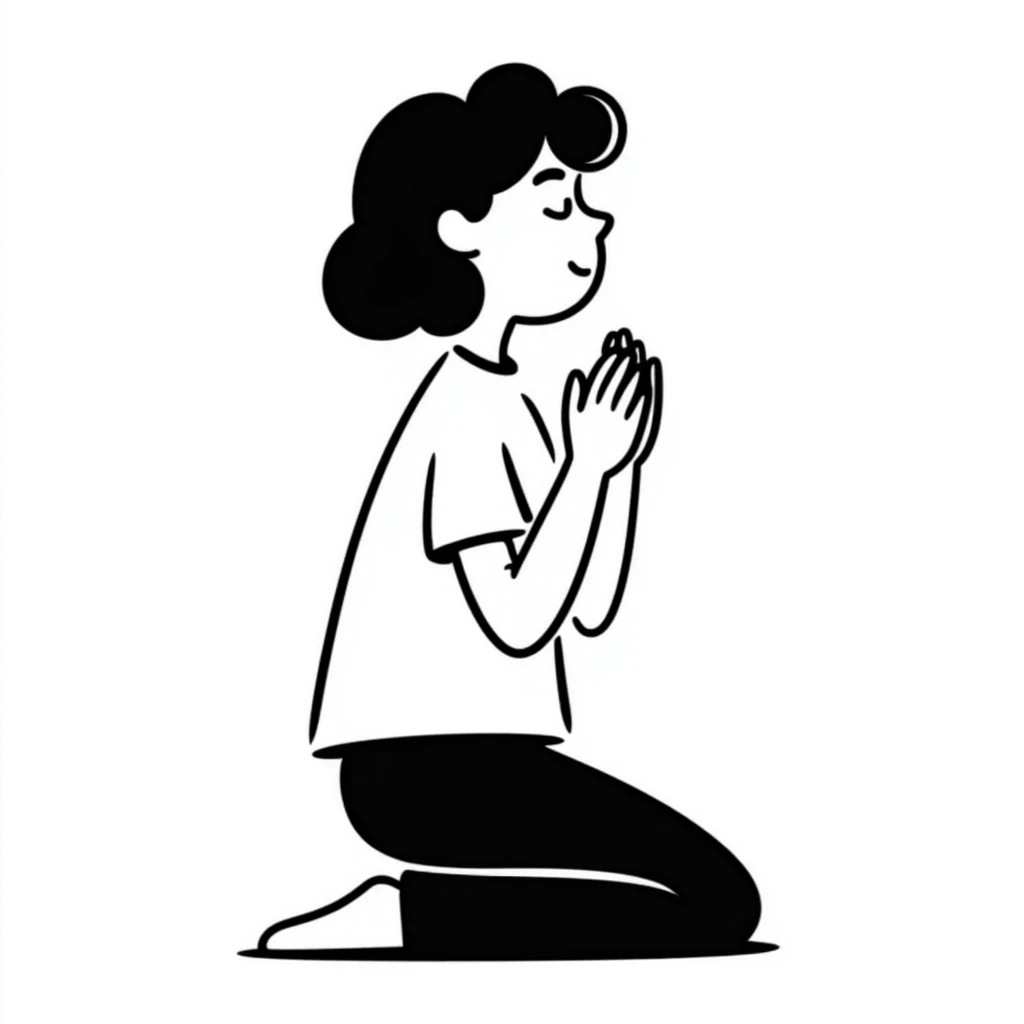 hand-drawn doodle of a person praying emoji