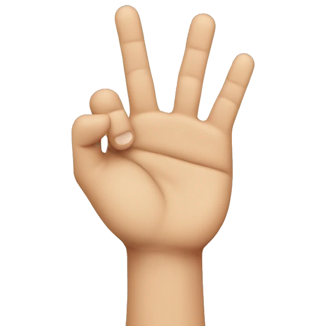 hand with four fingers up and folded thumb emoji