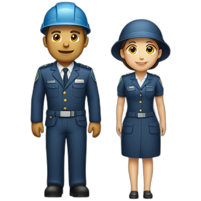 two architects a man and a woman in a uniform emoji