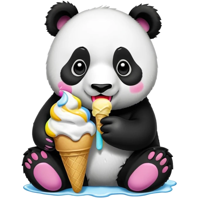 Panda eating ice cream emoji