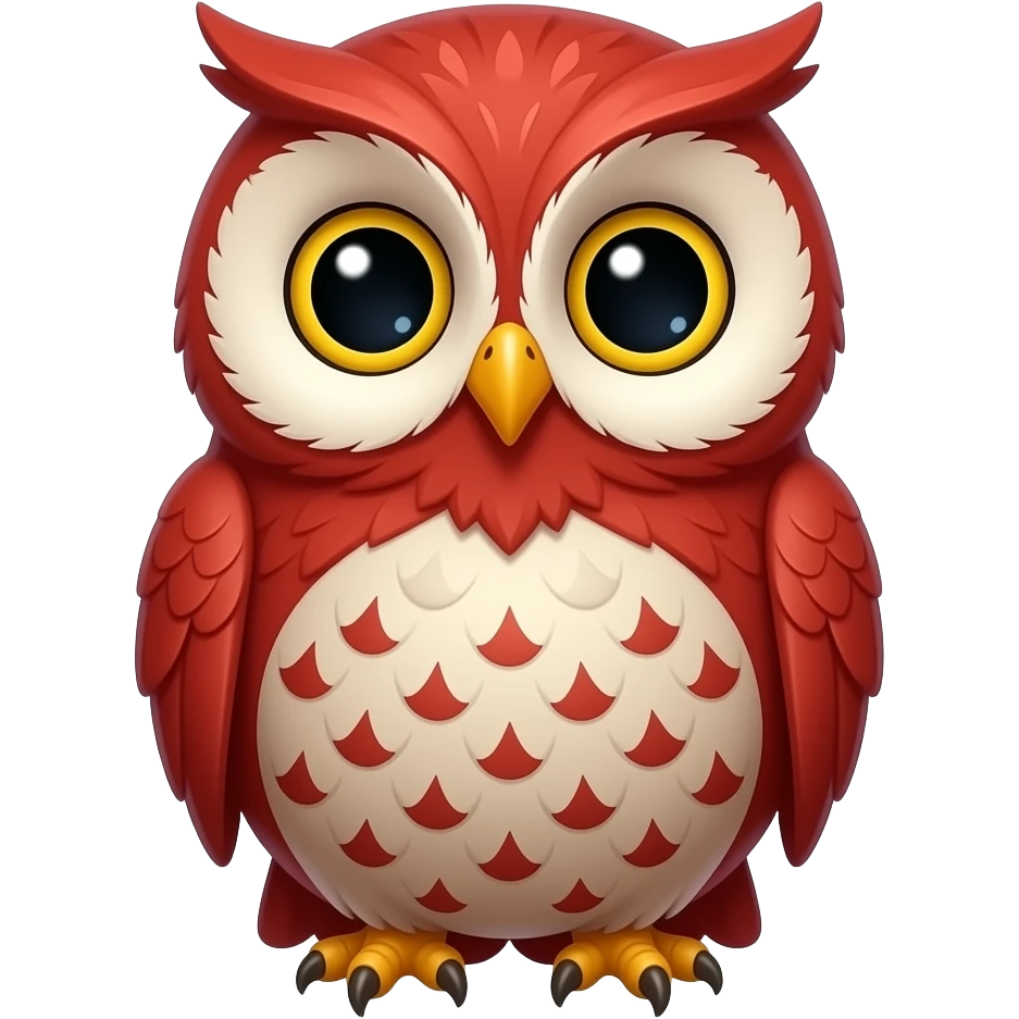 a cute, detailed red owl emoji