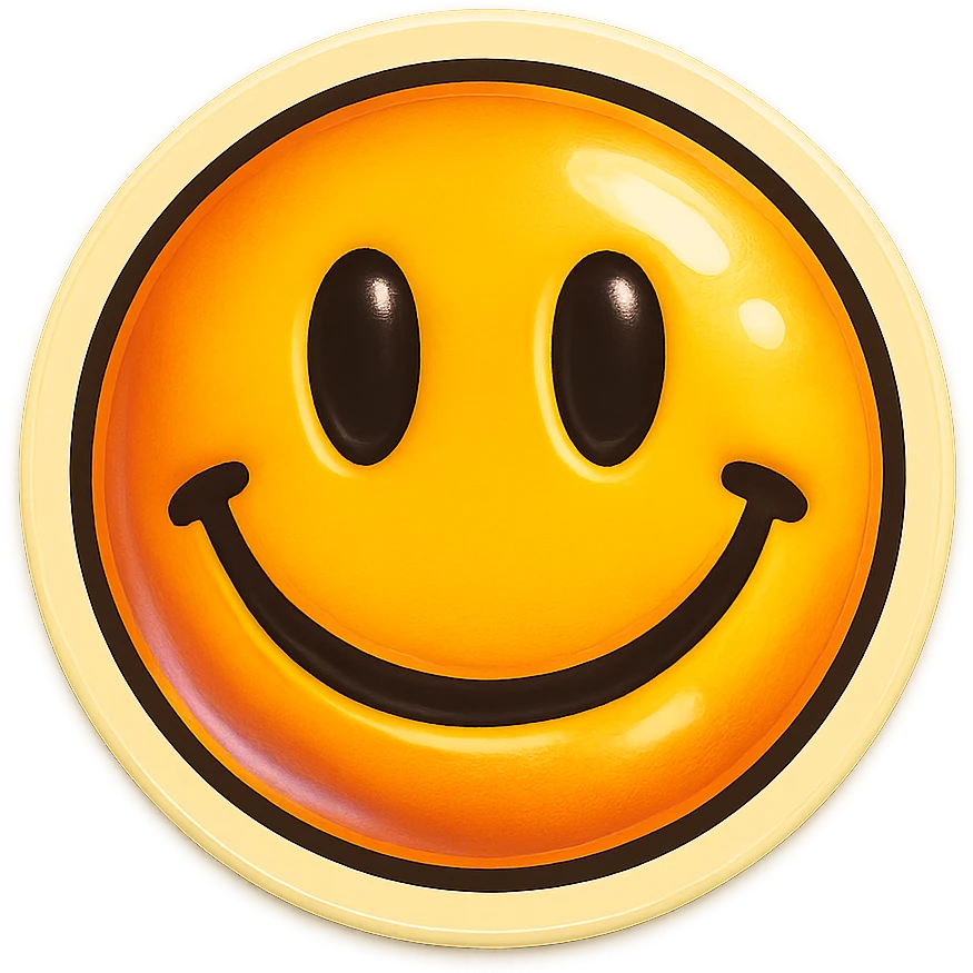 Remove the background and make it transparent, keep the emoji style and expression unchanged in retro stickers style. emoji