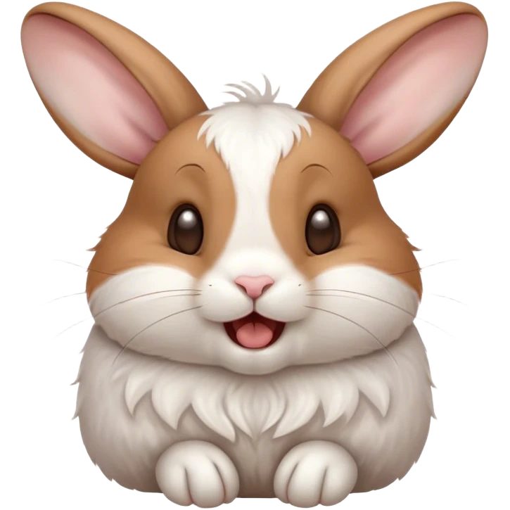 Cinematic Cute Yawning White and Brown Rabbit Portrait Emoji, Head tilted slightly with a dramatic, wide-open yawn, showcasing a soft, patterned fur with crisp white and warm brown patches, floppy ears slightly drooping, round eyes barely open in drowsy contentment, Simplified yet irresistibly adorable features, highly detailed, glowing with a soft, cozy glow, high shine, relaxed yet expressive, stylized with a touch of whimsy, bright and endearing, soft glowing outline, capturing the essence of a sleepy yet affectionate bunny, so drowsy it feels like it could stretch out of the screen and curl up for a nap! emoji