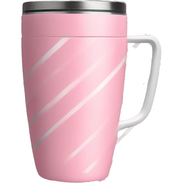 stanley tumbler pink with handle and white stripe emoji