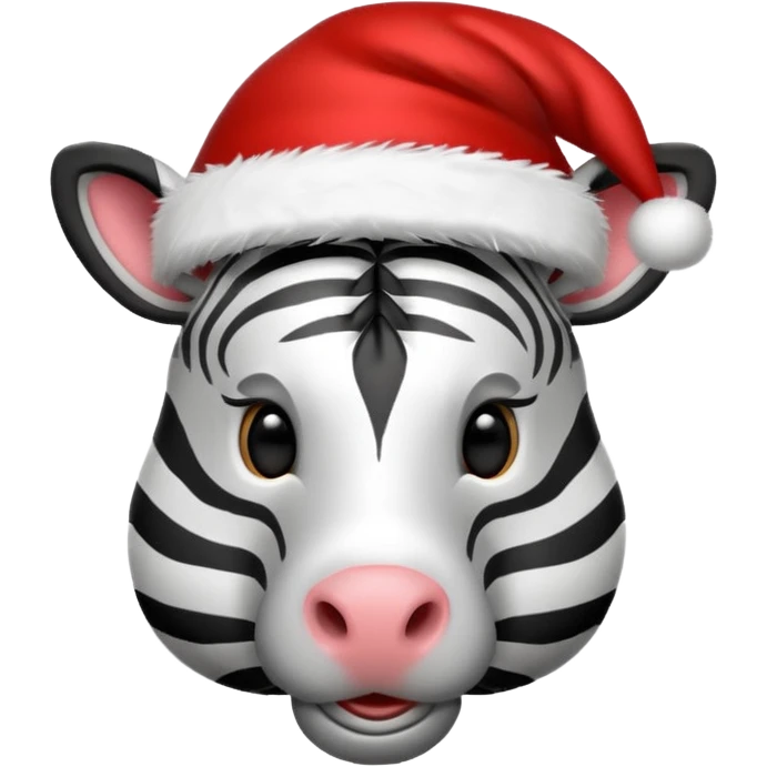 zebra wearing red hat of santa claus emoji