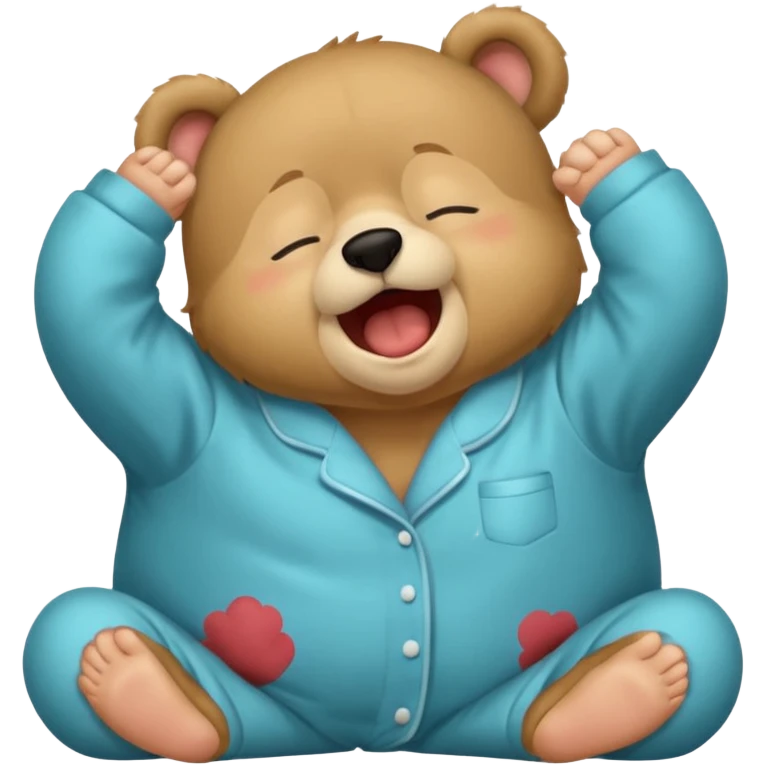 Full Beary yawning, half-closed eyes, sleepy smile, cozy pajamas, warm lighting, bedtime aesthetic emoji