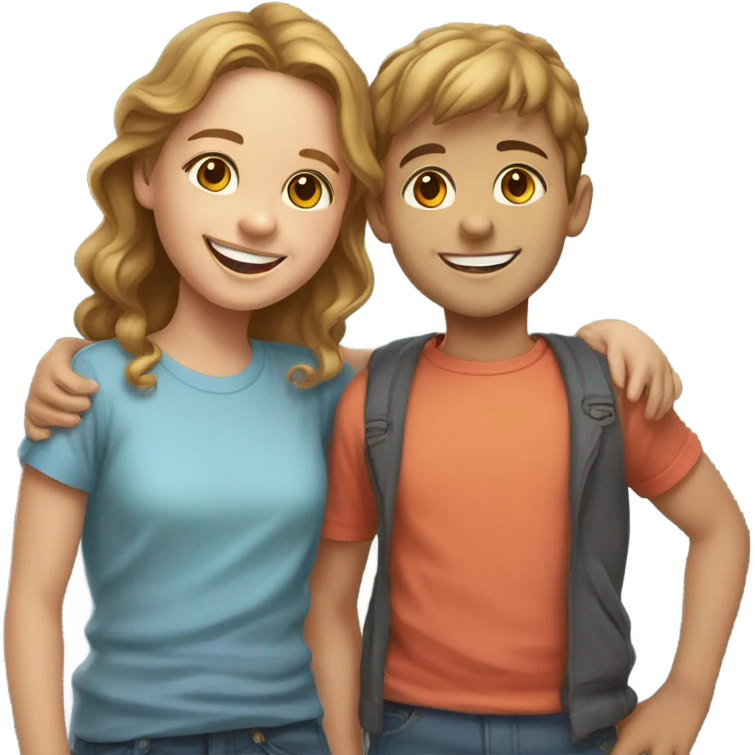 happy girl and boy portrait emoji