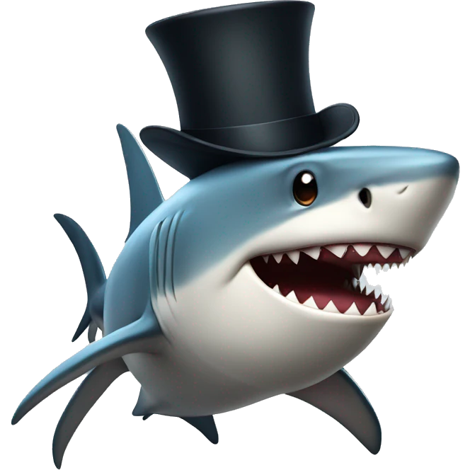 Shark with a top hat emoji