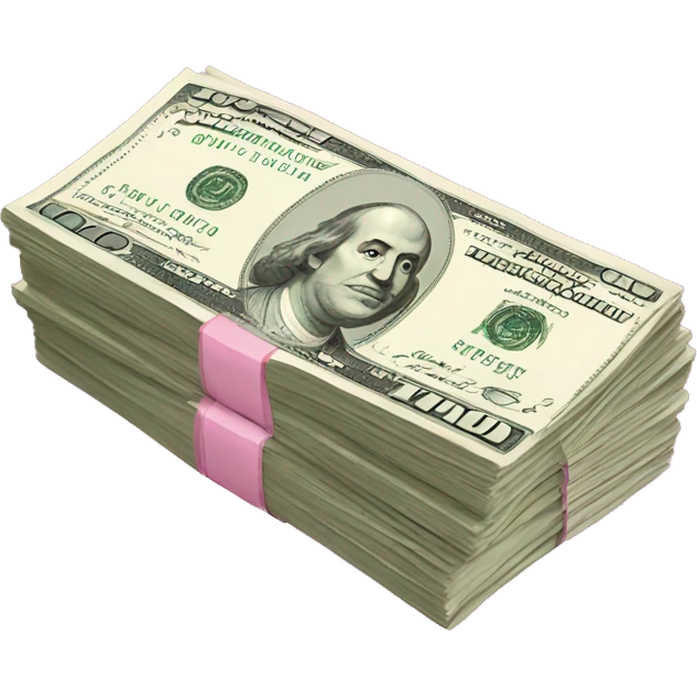 Pink 100 dollar bills emoji