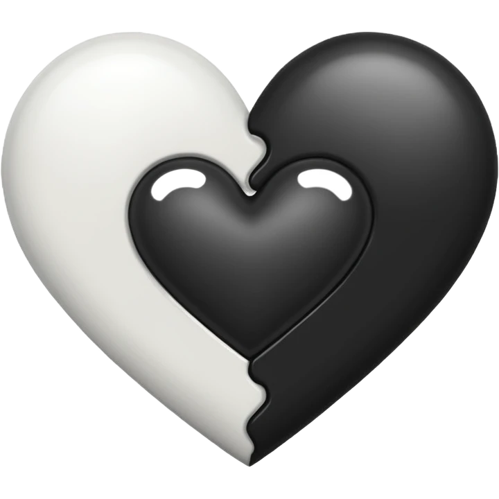Half Black and half white heart emoji