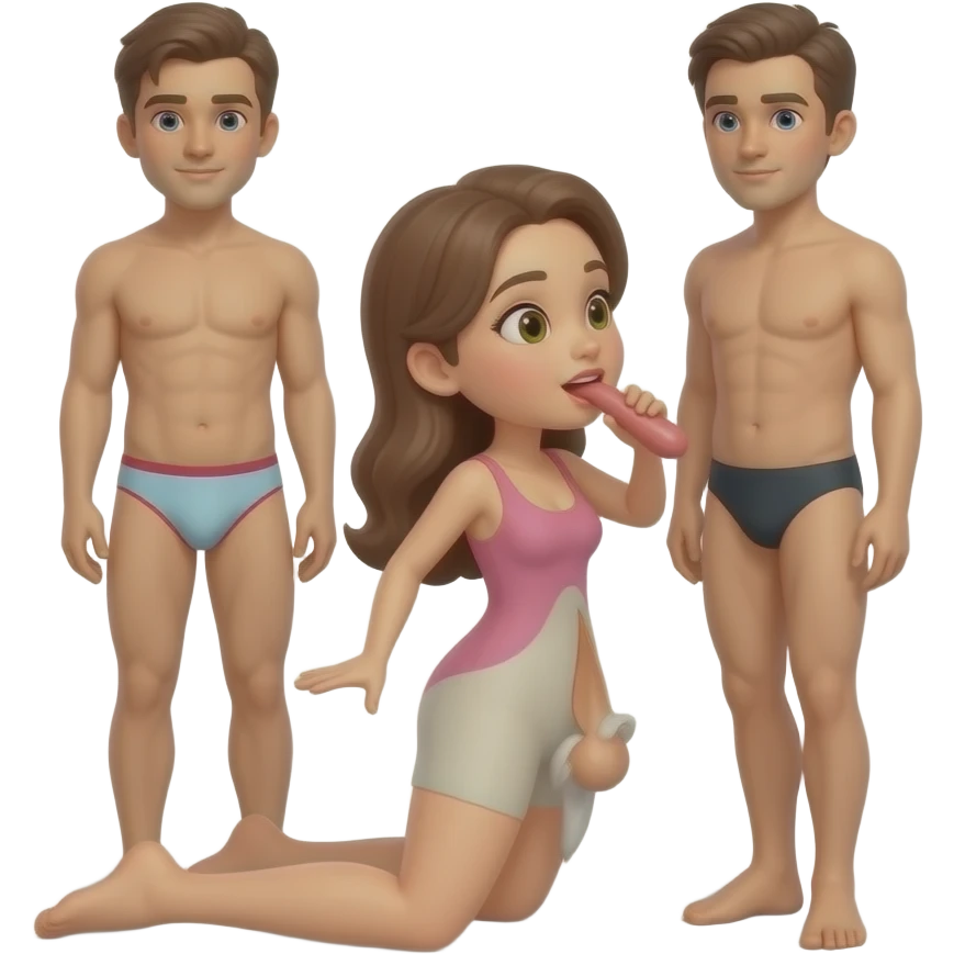 A woman sucking a penis between a naked man’s legs emoji