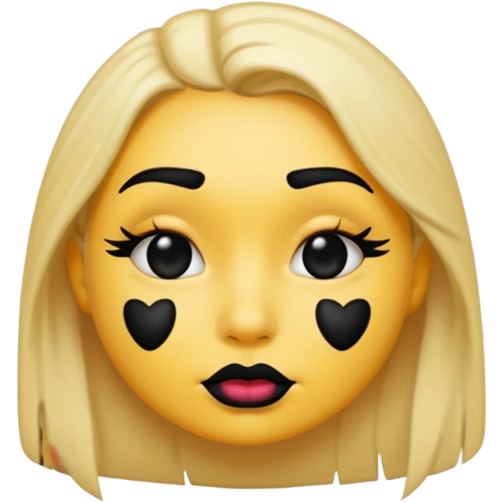 an emoji with black lipstick kiss marks on face emoji